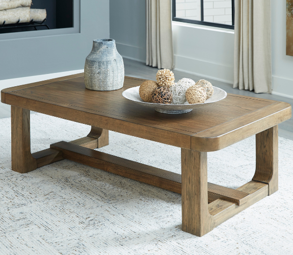 Rectangular coffee table on sale with rounded edges